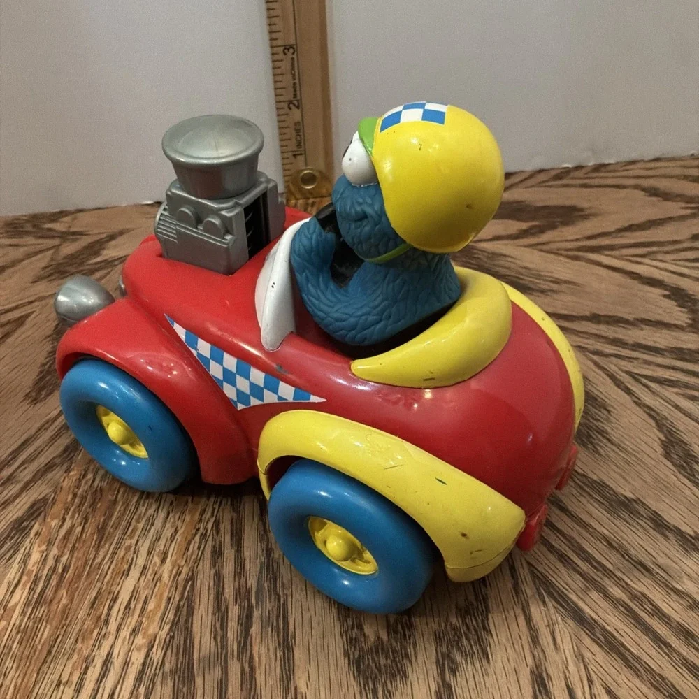 Vintage 1998 Tyco Preschool Toys Sesame Cookie Monster Push Go Racer Car Vehicle